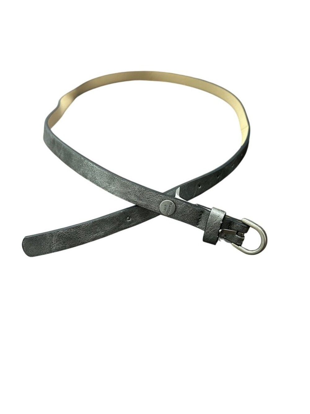 Madden Girl Large Silver Faux Leather Slim Belt 43" Y2K Cybercore